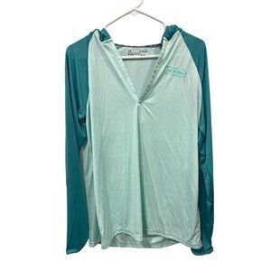 Under Armour Heatgear V Neck Hooded Shirt Sz XL Loose Fit Outdoor Fishing Active